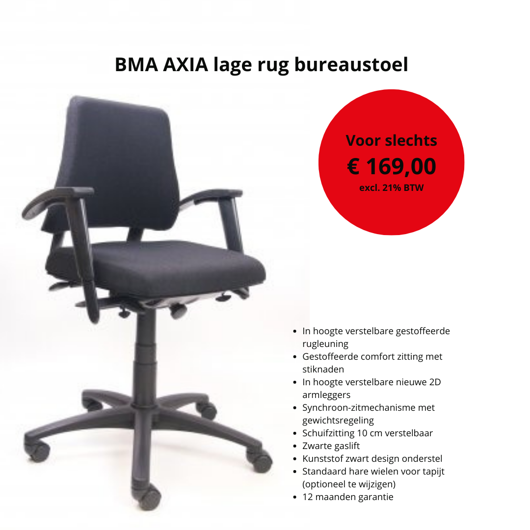 PLUZ+ Refurbised bureaustoel - BMA AXIA lage rug bureaustoel